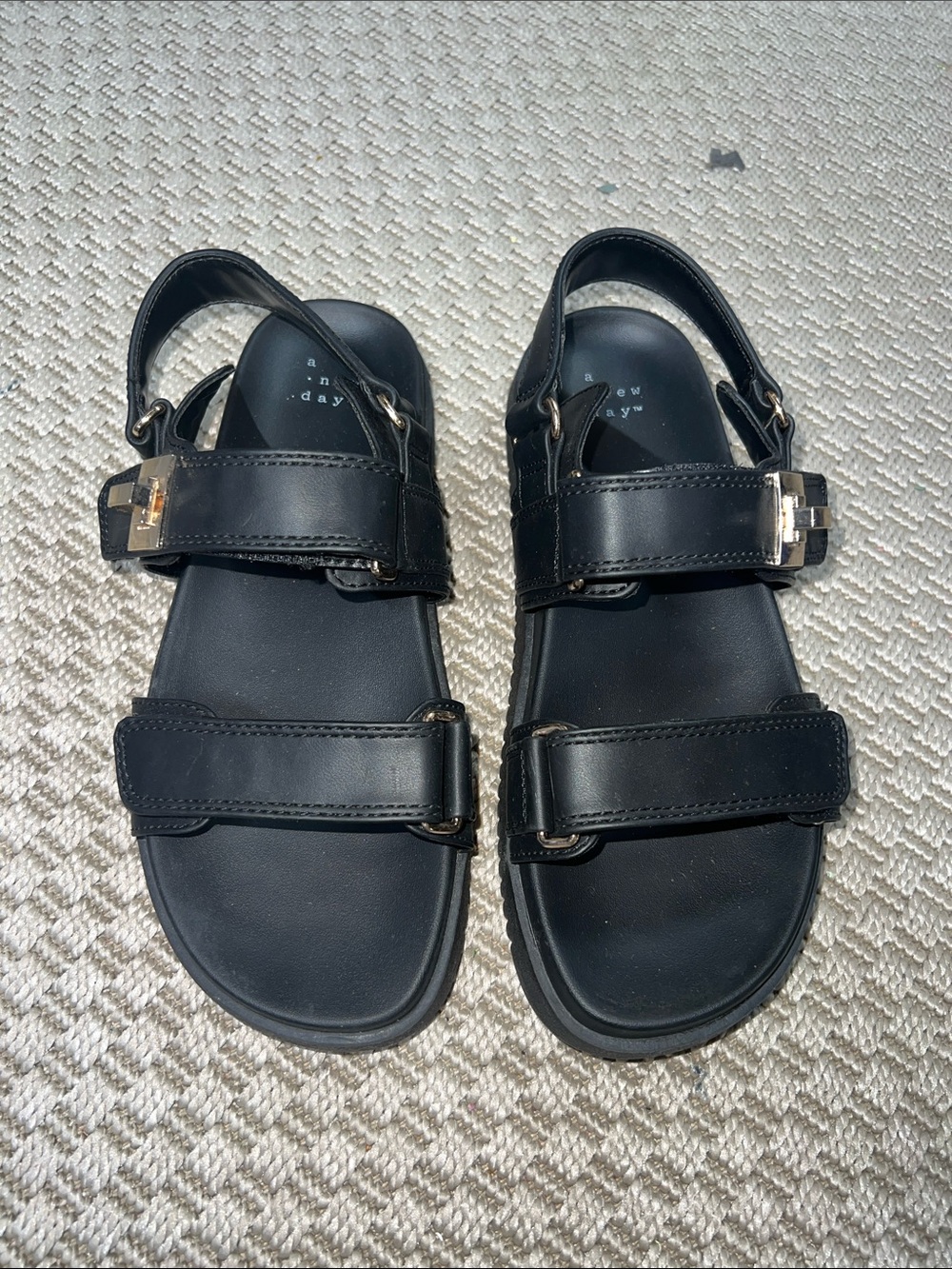 a new day Black Women's Adjustable Strap Sandals